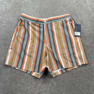 VRST Mens M 6 Inch Resort Short Printed Multi Easy Stripe Relaxed Fit Quick Dry